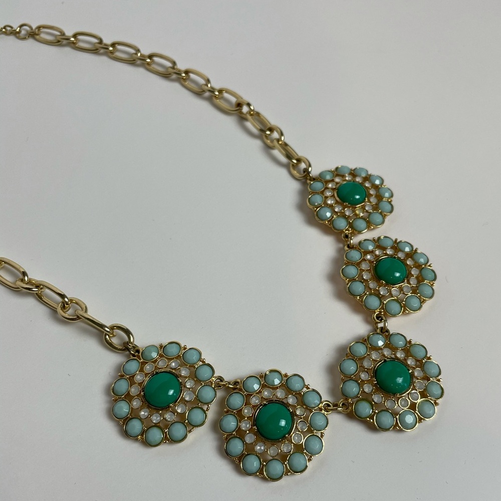 J. Crew Turquoise, Green, & Gold Necklace